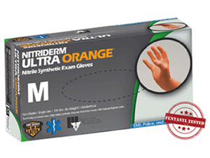 IHC NitriDerm Ultra Orange Nitrile Gloves 